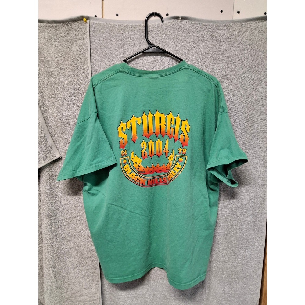 Vintage Sturgis 2004 Black Hills Rally64th Annual Pocket T-ShirtGreen Mens XL/b2 - Picture 5 of 5